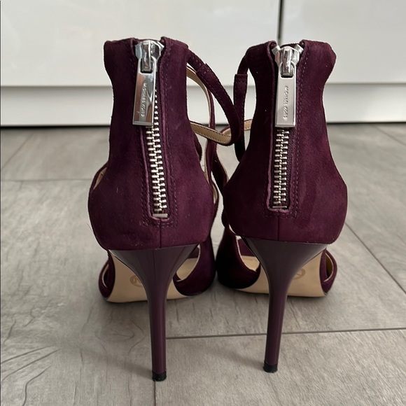 MICHAEL KORS Eggplant Purple Suede Strappy Heels, Size 8 - Picture 4 of 12